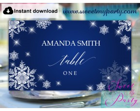 Snowflakes Escort Cards template printable,Winter Wedding Place Cards template,(152)